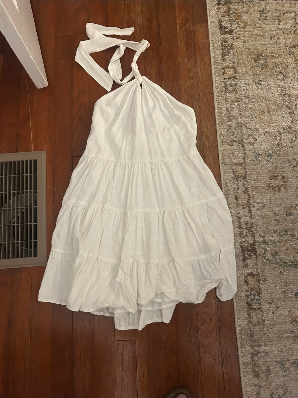 Copper Key White Halter Tiered Summer Dress S